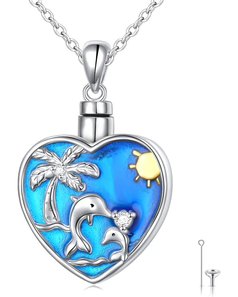 Pendant Urn Necklace for Ashes 925 Sterling Silver Cremation Pendant Memorial Jewelry for Women Dolphin $25.36 Pendants