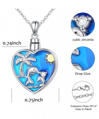 Pendant Urn Necklace for Ashes 925 Sterling Silver Cremation Pendant Memorial Jewelry for Women Dolphin $25.36 Pendants