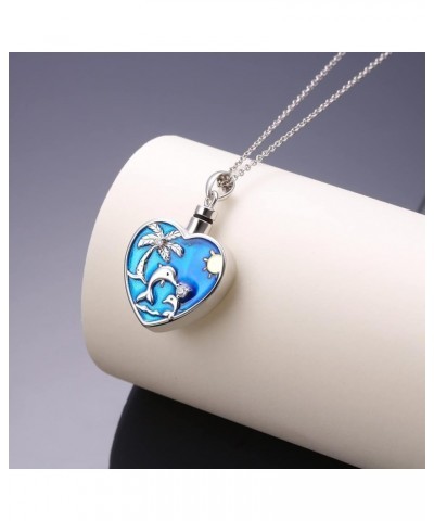 Pendant Urn Necklace for Ashes 925 Sterling Silver Cremation Pendant Memorial Jewelry for Women Dolphin $25.36 Pendants