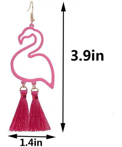 Pink Flamingo Tassel Dangle Earrings Colorful Retro Creative Hollow Fashion Cute Animal Bird Dangle Earrings Hawaiian Jewelry...