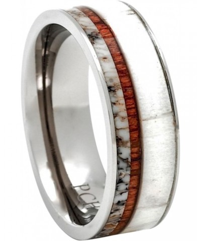 Titanium Deer Antler Ring Hawaiian Koa Wood 8mm Wedding Band or Gift $39.48 Rings