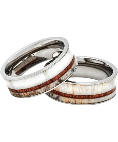 Titanium Deer Antler Ring Hawaiian Koa Wood 8mm Wedding Band or Gift $39.48 Rings