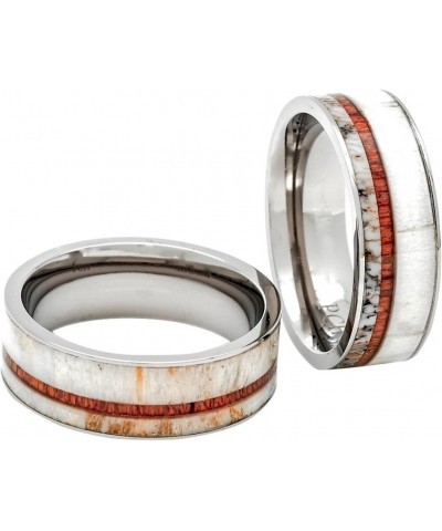 Titanium Deer Antler Ring Hawaiian Koa Wood 8mm Wedding Band or Gift $39.48 Rings