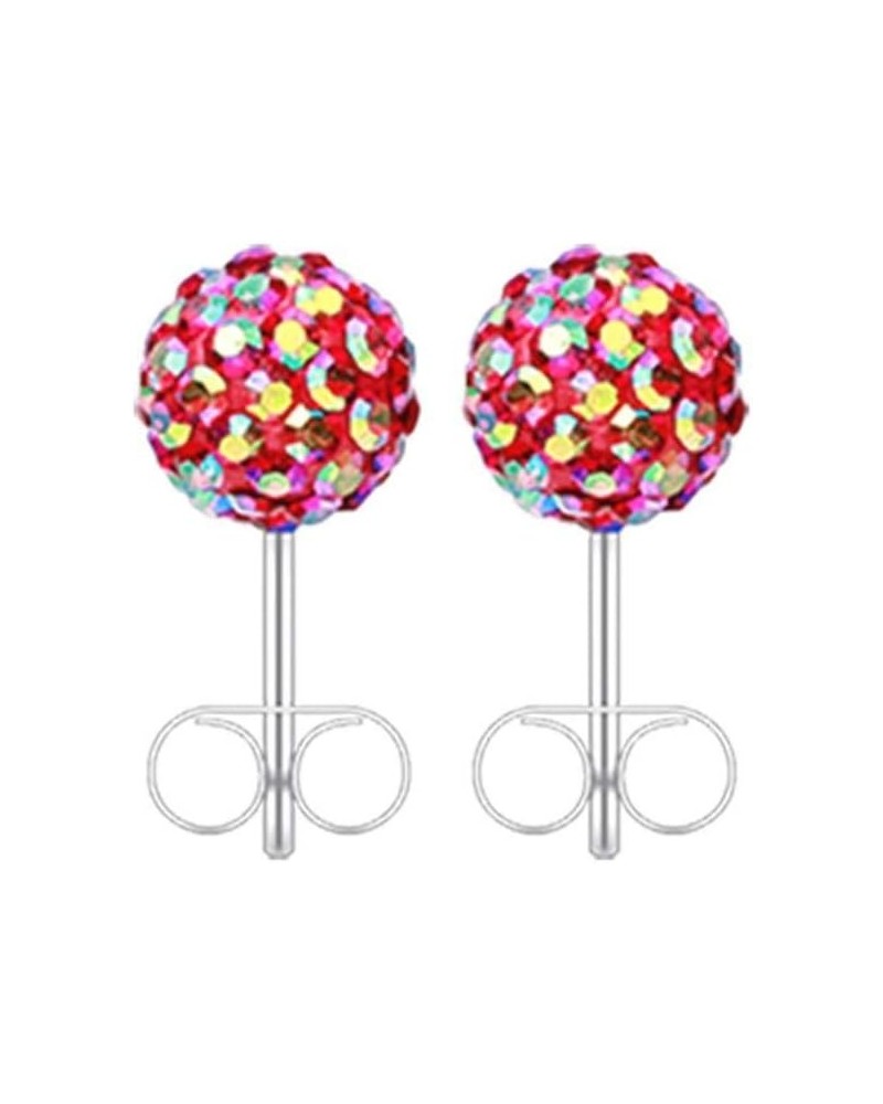 Multi-Sprinkle Dot Multi Gem Aurora Ball Ear Stud Earrings Red/Aurora Borealis, Ball Size: 3mm $10.19 Earrings