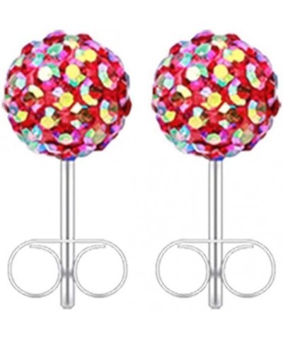 Multi-Sprinkle Dot Multi Gem Aurora Ball Ear Stud Earrings Red/Aurora Borealis, Ball Size: 3mm $10.19 Earrings