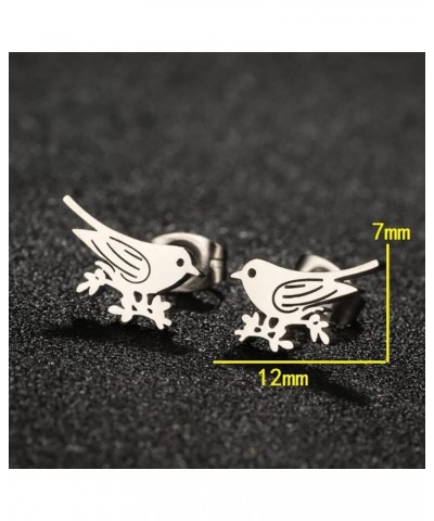 Cute Bird Stainless Steel Stud Earrings Stainless Steel Animal Leaf Cartilage Studs Earring Minimalist Jewelry Gifts for Wome...