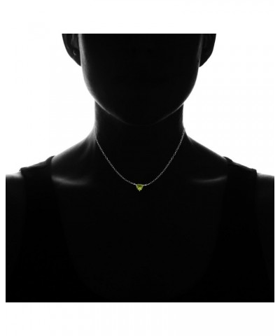 Sterling Silver Small Dainty Heart Genuine, Simulated Gemstone or Cubic Zirconia Choker Necklace Peridot $14.99 Necklaces