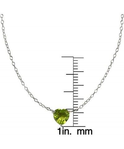 Sterling Silver Small Dainty Heart Genuine, Simulated Gemstone or Cubic Zirconia Choker Necklace Peridot $14.99 Necklaces