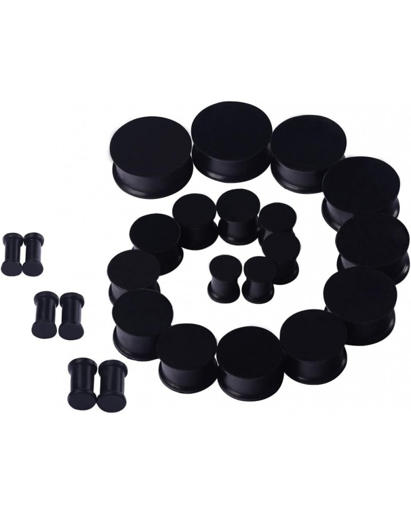 24pcs 6G-15/16 inch Luminous Saddle Silicone Double Flared Ear Plugs Kit Ear Stretching Set Black $10.63 Men's Jewelry