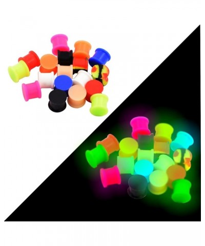 24pcs 6G-15/16 inch Luminous Saddle Silicone Double Flared Ear Plugs Kit Ear Stretching Set Black $10.63 Men's Jewelry