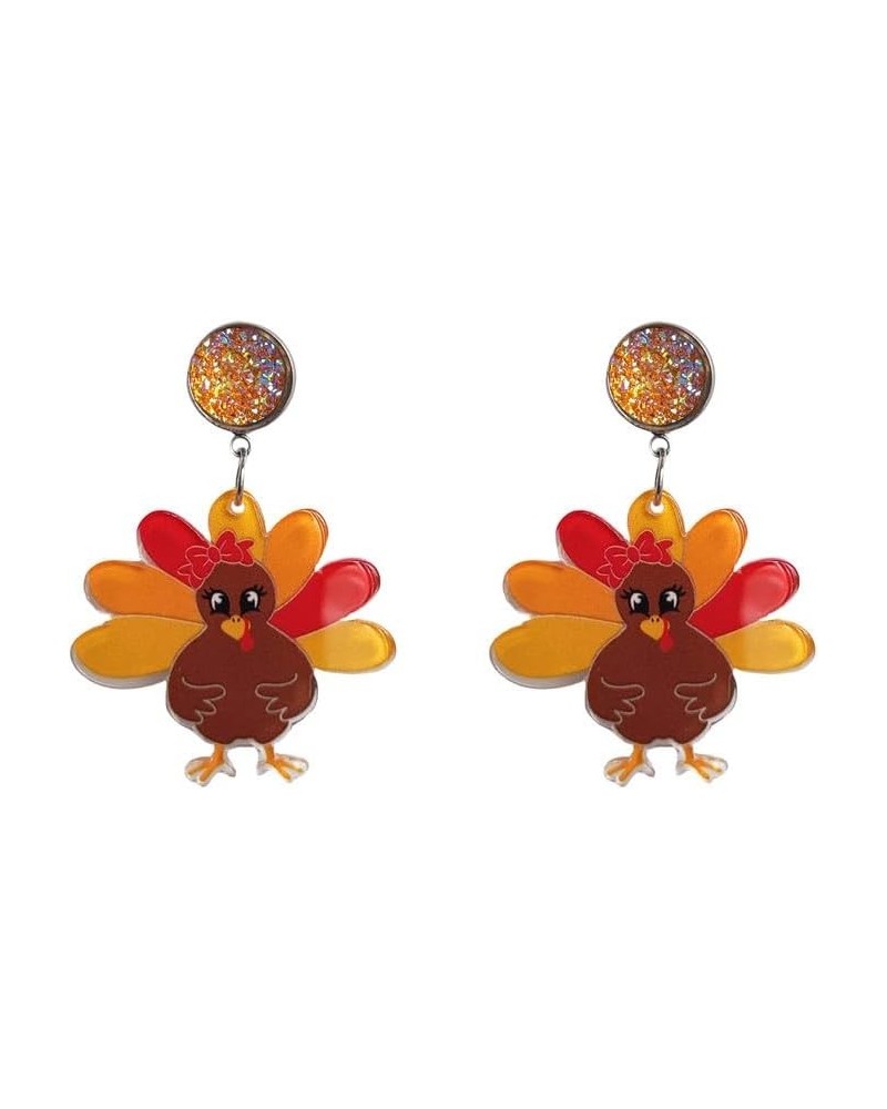 Thanksgiving Earrings for Women and Girls Cute Lightweight Acrylic Turkey Earrings $5.71 Earrings