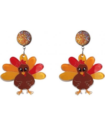 Thanksgiving Earrings for Women and Girls Cute Lightweight Acrylic Turkey Earrings $5.71 Earrings