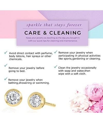 Lab Grown Bezel Set Diamond Earrings | 14K Real Gold Diamond Stud Earrings for Women and Men | Certified GH VS/SI Color and C...