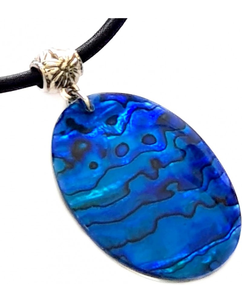 Natural Abalone Necklace for Women Men Girls Adjustable Beads Cord Blue Shell Pendant Handmade Jewelry AA427 $13.19 Necklaces