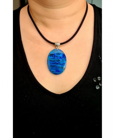 Natural Abalone Necklace for Women Men Girls Adjustable Beads Cord Blue Shell Pendant Handmade Jewelry AA427 $13.19 Necklaces