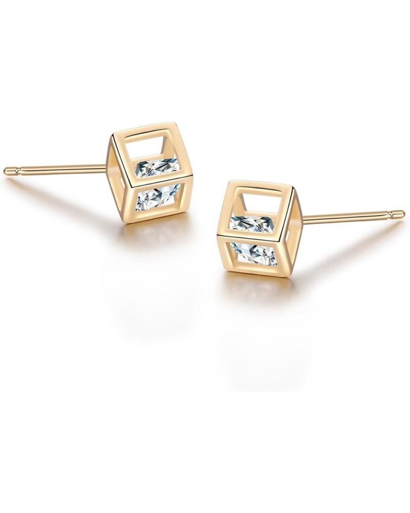 18K Gold Plated/White Gold Plated 925 Sterling Silver Stud Earrings For Women yellow-gold-plated-silver $7.27 Earrings