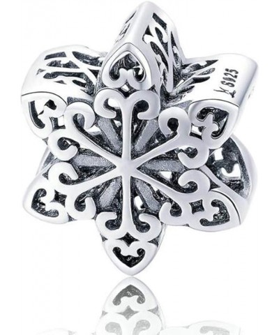 Snowflake Charms Authentic 925 Sterling Silver Charm Beads Christmas Charms Rose Gold Charms for Bracelets Snowflake Charm Si...