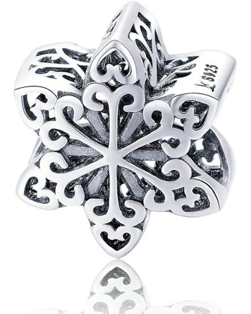 Snowflake Charms Authentic 925 Sterling Silver Charm Beads Christmas Charms Rose Gold Charms for Bracelets Snowflake Charm Si...