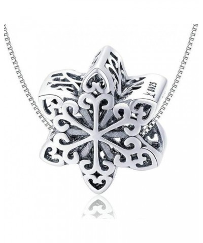 Snowflake Charms Authentic 925 Sterling Silver Charm Beads Christmas Charms Rose Gold Charms for Bracelets Snowflake Charm Si...