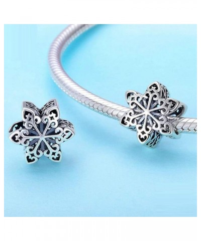 Snowflake Charms Authentic 925 Sterling Silver Charm Beads Christmas Charms Rose Gold Charms for Bracelets Snowflake Charm Si...