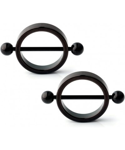 1Pair 14G Surgical Steel Round Circle Nipple Shield Ring Body Piercing Jewelry Black $8.25 Body Jewelry