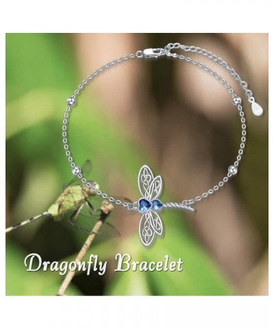 Dragonfly Bracelet/Anklet 925 Sterling Silver Dainty Adjustable Beads Bracelet Dragonfly Jewelry Birthday Gifts for Women Dra...