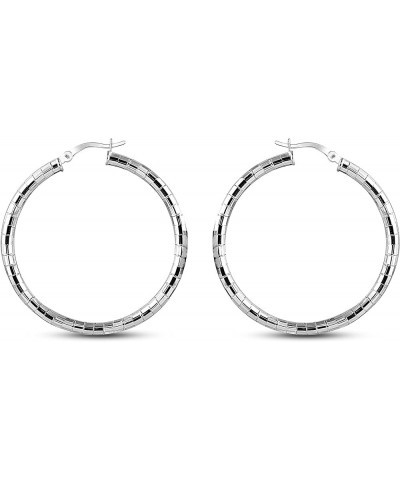 925 Sterling Silver Hoop Earrings for Women Diamond-Cut Classic Textured Italian Design Click-Top Hoop Earrings for Women (15...