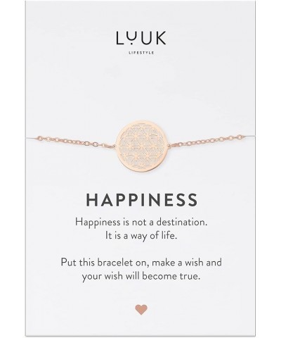 Stainless steel bracelet with pendant and HAPPINESS card, filigree and minimalist women's jewelry, unique gift idea, lucky ch...