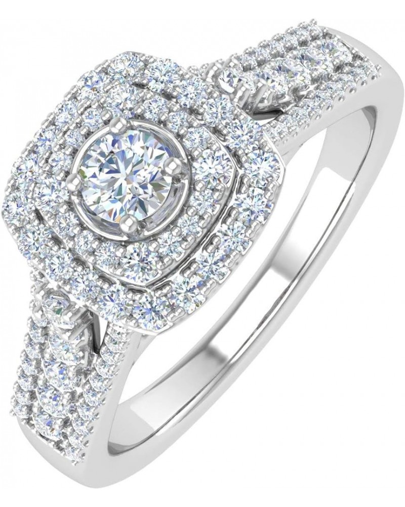 1/2 Carat Cushion Shape Halo Diamond Engagement Ring in 10K Gold - IGI Certified White Gold $189.20 Rings