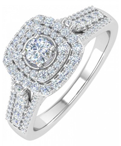 1/2 Carat Cushion Shape Halo Diamond Engagement Ring in 10K Gold - IGI Certified White Gold $189.20 Rings