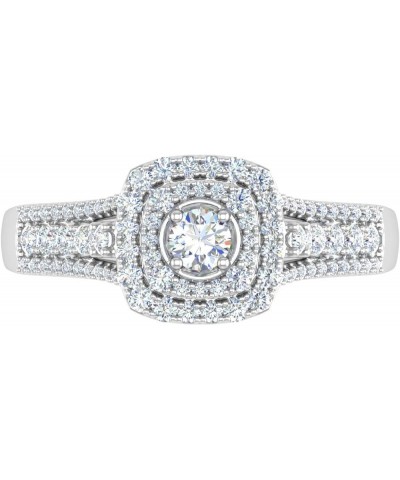 1/2 Carat Cushion Shape Halo Diamond Engagement Ring in 10K Gold - IGI Certified White Gold $189.20 Rings