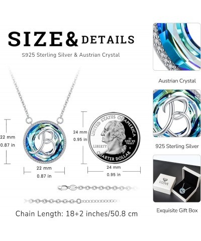 Initial Necklace for Women S925 Sterling Silver Blue Circle Crystal A-Z Letter Pendant Birthday Jewelry Gift for Her Mom Girl...