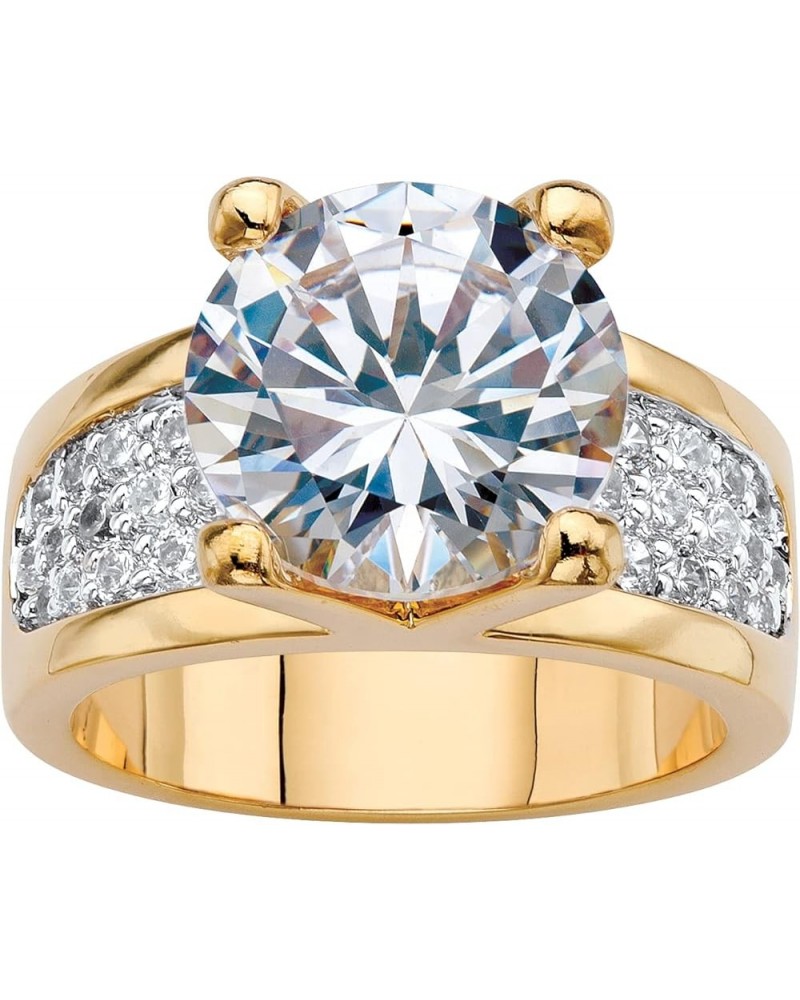 PalmBeach Jewelry Patlinum-Plated or 14K Yellow Gold Plated Round Cubic Zirconia Bridge Engagement Ring 14k Gold-Plated $24.9...