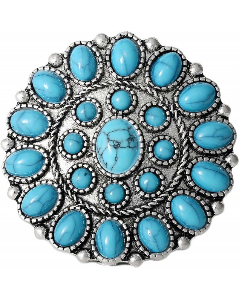 Womens Turquoise Stone Ring Size 8 - Oxidized Silver-Tone Statement Ring with Turquoise Stones $10.09 Rings