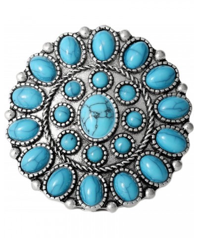 Womens Turquoise Stone Ring Size 8 - Oxidized Silver-Tone Statement Ring with Turquoise Stones $10.09 Rings