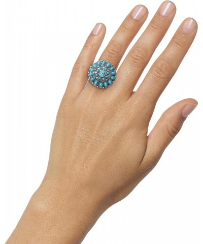 Womens Turquoise Stone Ring Size 8 - Oxidized Silver-Tone Statement Ring with Turquoise Stones $10.09 Rings