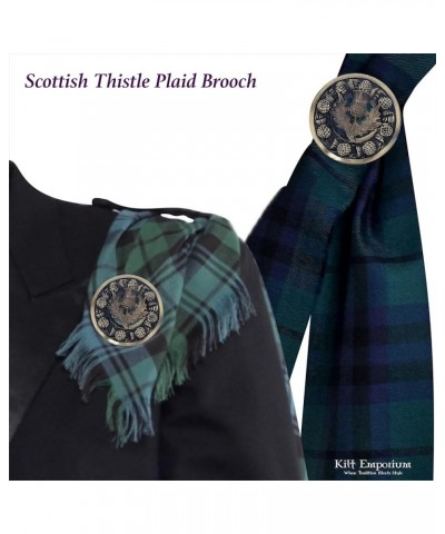 Scottish Thistle Kilt Brooch - Fly Plaid Pin in Antique or Chrome Finish, 3" Pewter Brooch for Traditional Highland Attire An...