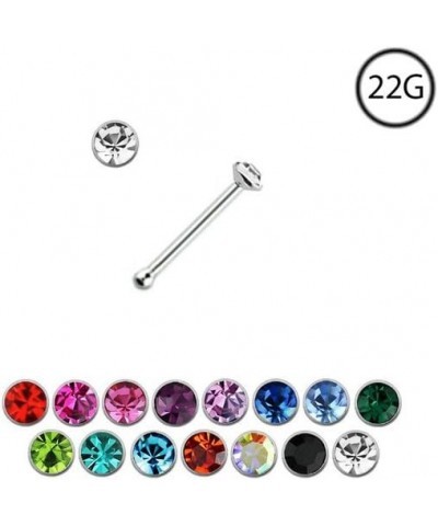 925 Sterling Silver Nose Bone Ring Choose Your Color 2.5mm 22G Clear $7.64 Body Jewelry