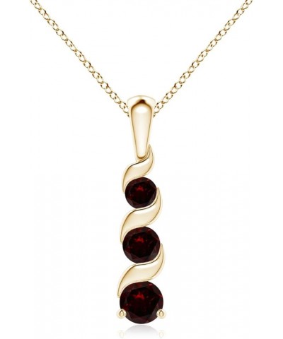 Natural Garnet Three Stone Pendant Necklace for Women, Girls in 14K Solid Gold/Sterling Silver | January Birthstone | Jewelry...