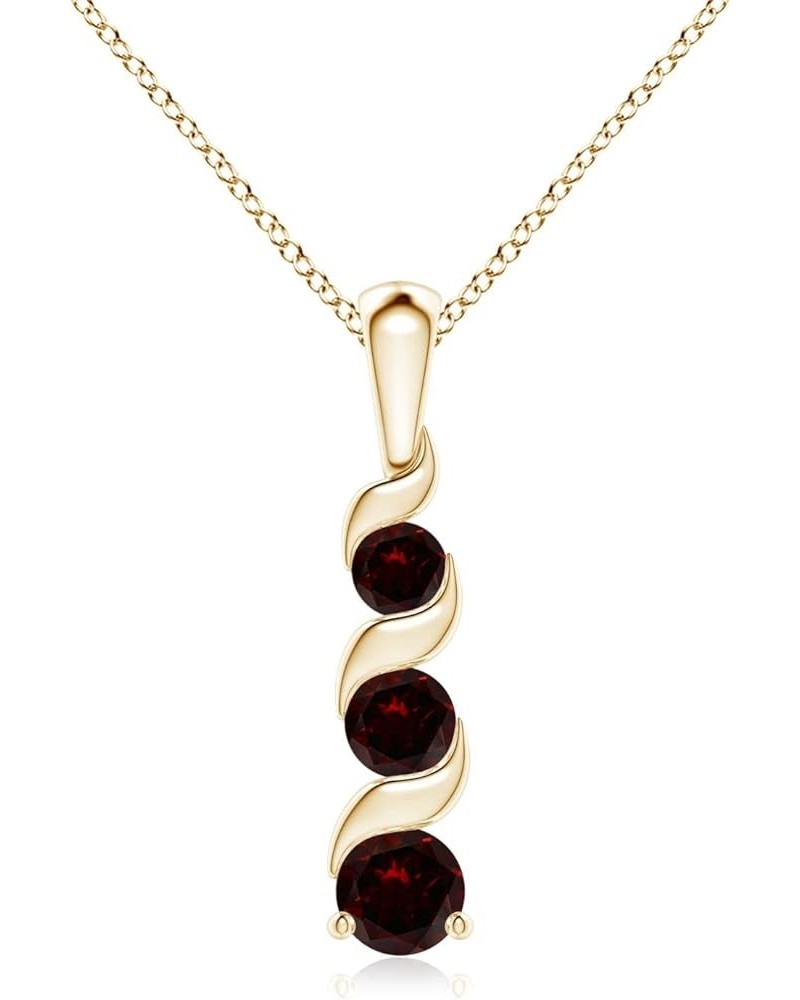 Natural Garnet Three Stone Pendant Necklace for Women, Girls in 14K Solid Gold/Sterling Silver | January Birthstone | Jewelry...