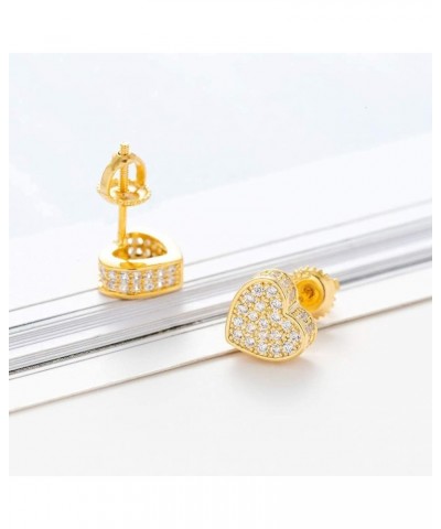 Iced Out Cubic Zirconia Screw Back 18k Gold Plated Round Stud Earring For Men and Women Hypoallergenic Earring TwoTone Microp...