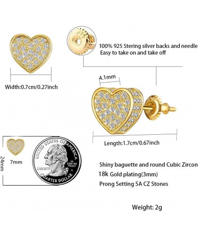 Iced Out Cubic Zirconia Screw Back 18k Gold Plated Round Stud Earring For Men and Women Hypoallergenic Earring TwoTone Microp...