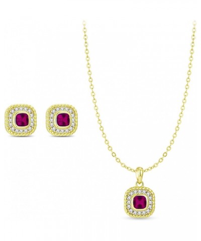 Square Cubic Zirconia Bridesmaid Necklace Earrings Jewelry Set for Women Wedding Daily Birthday Gift pink $10.43 Jewelry Sets