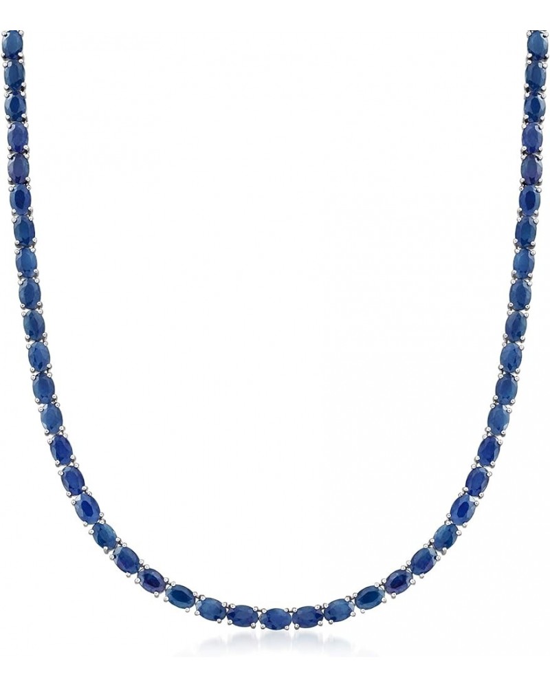 40.00 ct. t.w. Gemstone Tennis Necklace in Sterling Silver Sapphire 20.0 Inches $420.20 Necklaces