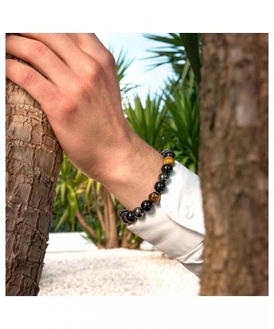 BRACELET TRIPLE PROTECTION NATURAL STONES | Free EBOOK | Handmade | Natural Stone Bracelet | Tiger Eye - Black Obsidian - Hem...