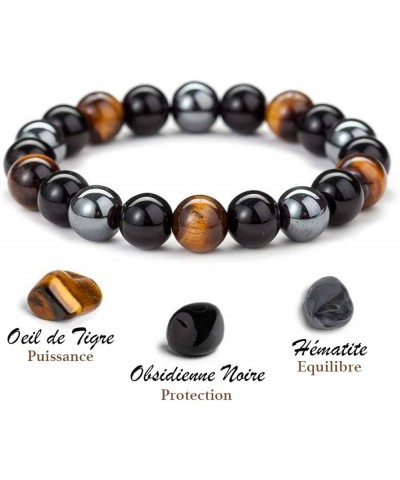 BRACELET TRIPLE PROTECTION NATURAL STONES | Free EBOOK | Handmade | Natural Stone Bracelet | Tiger Eye - Black Obsidian - Hem...