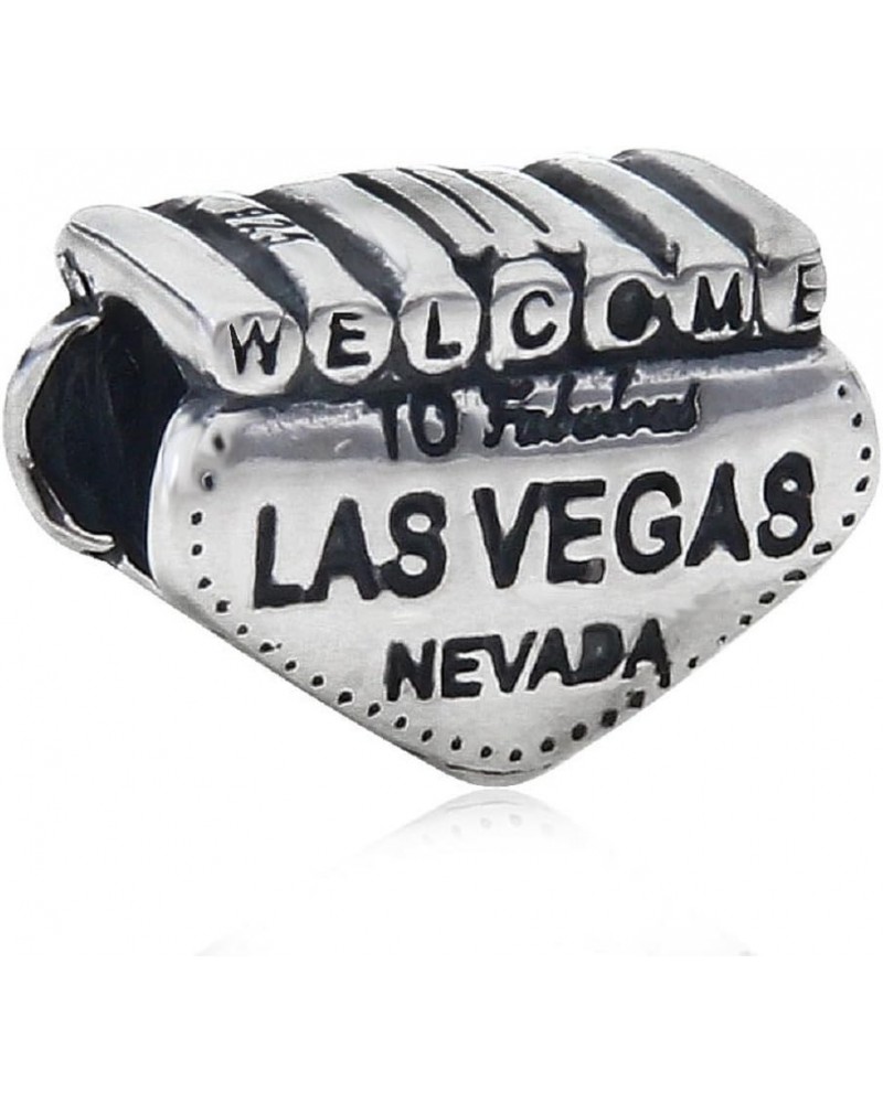 Solid 925 Sterling Silver Welcome To Las Vegas Sign Charm Bead 3370 for European Snake Chain Bracelets $9.60 Bracelets