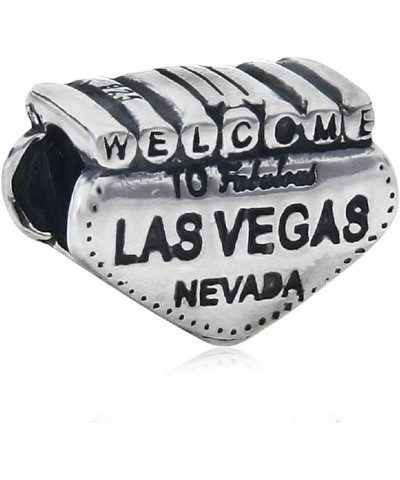 Solid 925 Sterling Silver Welcome To Las Vegas Sign Charm Bead 3370 for European Snake Chain Bracelets $9.60 Bracelets