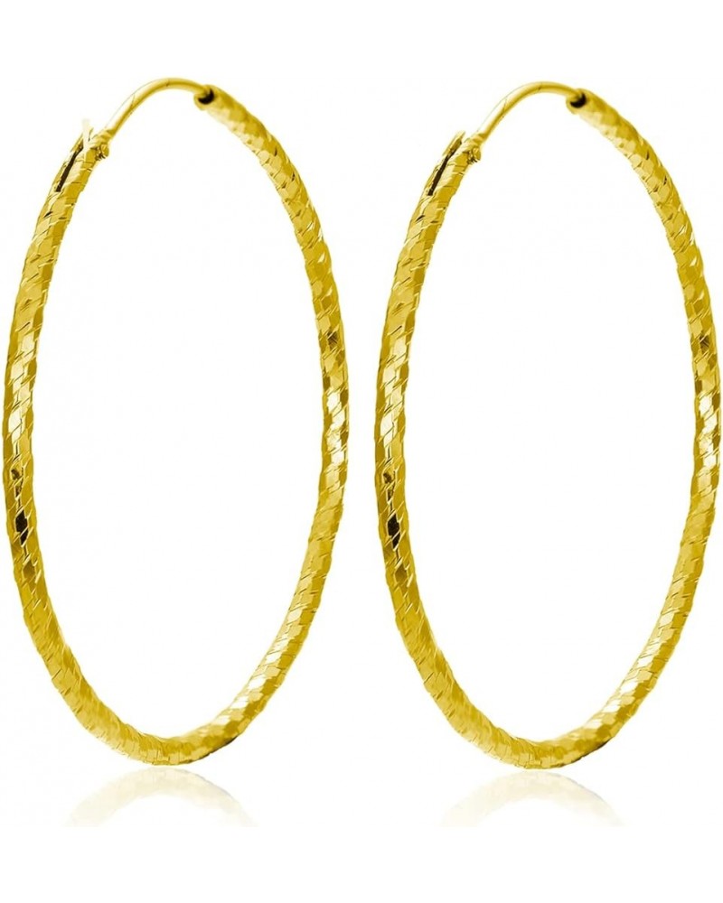 18k Gold Plated Big Hoop Earrings for Women 925 Sterling Silver Lightweight Dangle Dainty Earrings with Diamond Cut Texture 4...