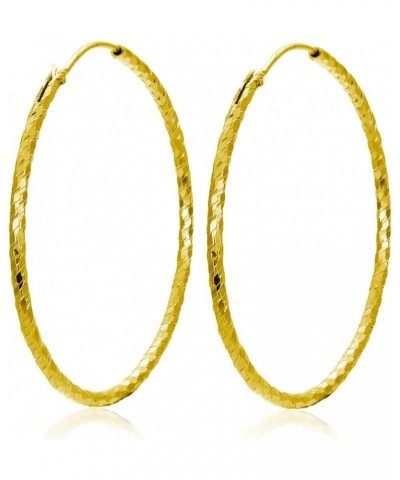 18k Gold Plated Big Hoop Earrings for Women 925 Sterling Silver Lightweight Dangle Dainty Earrings with Diamond Cut Texture 4...